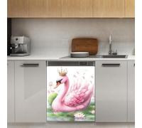 Mexpekil Beautiful Pink Swan Dishwasher Magnet Cover 21x26Inch Decorative Dish Washer Sticker for Front Door Waterproof Kitchen Appliance Panel Magnetic Decal