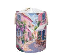 Mexpekil Beautiful Streets Laundry Basket with Drawstring Lid and Handles Collapsible Storage Baskets Waterproof Laundry Hamper Bag Large Storage Containers for Toy Clothes