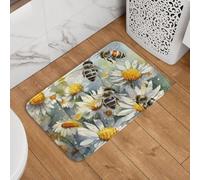 Mexpekil Bee Daisy Flower Door Mat 40 x 60cm Non Slip Doormat Washable Welcome Mat Rug Absorbent Kitchen Mat Floor Mat Home Decor for Indoor Outdoor