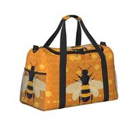 Mexpekil Bee Honeycomb Duffel Bag Large Carry On Hand Luggage Bags Waterproof Weekender Bags Foldable Tote Bag for Travel Sports Gym Dance