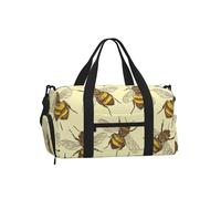 Mexpekil Bee Yellow Gym Bag with Shoe Compartment Waterproof Duffel Bag Large Overnight Weekend Bags Travel Holdall for Women Men Teens