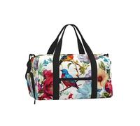 Mexpekil Birds Flowers Branch Gym Bag with Shoe Compartment Waterproof Duffel Bag Large Overnight Weekend Bags Travel Holdall for Women Men Teens