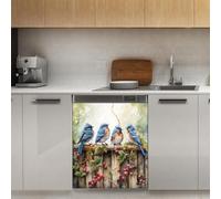 Mexpekil Birds On Board Dishwasher Magnet Cover 21x26Inch Decorative Dish Washer Sticker for Front Door Waterproof Kitchen Appliance Panel Magnetic Decal