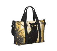 Mexpekil Black Cat Halloween Travel Duffel Bag Waterproof Sports Gym Bag Large Weekend Overnight Bags for Women Men Foldable Carry On Luggage Tote Bags for Flight