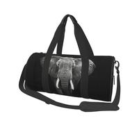 Mexpekil Black Elephant Foldable Gym Bag Carry On Travel Duffle Bags Waterproof Woman Men Hand Luggage Bag Large Weekend Overnight Bags for Sports Dance with Removable Strap