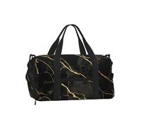 Mexpekil Black Gold Marble Texture Gym Bag with Shoe Compartment Waterproof Duffel Bag Large Overnight Weekend Bags Travel Holdall for Women Men Teens