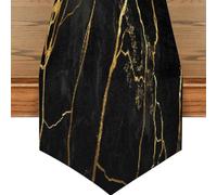 Mexpekil Black Gold Marble Texture Table Runner for Dining Table Waterproof Coffee Table Runners Long Table Decorations for Wedding Party 33x229 cm