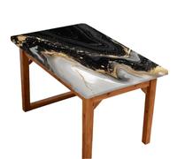Mexpekil Black Grey Liquid Marble 4FT Rectangle Fitted Table Cover