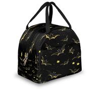 Mexpekil Black Halloween Bats Animal Thermal Lunch Bag Box for Kids Adults, Insulated Lunch Tote Cooler Bag for School Work Travel