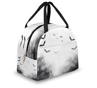 Mexpekil Black Halloween Bats Thermal Lunch Bag Box for Kids Adults, Insulated Lunch Tote Cooler Bag for School Work Travel