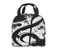 Mexpekil Black Music Notes Lunch Bag Insulated Thermal Cooler Lunch Tote
