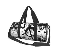 Mexpekil Black Musical Notes Foldable Gym Bag Carry On Travel Duffle Bags Waterproof Woman Men Hand Luggage Bag Large Weekend Overnight Bags for Sports Dance with Removable Strap