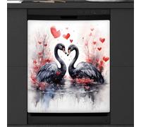 Mexpekil Black Swan Heart Dishwasher Magnet Cover 21x26Inch Decorative Dish Washer Sticker for Front Door Waterproof Kitchen Appliance Panel Magnetic Decal