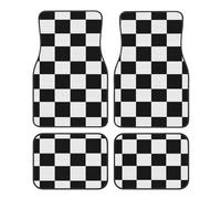 Mexpekil Black White Checkered Car Mats Set of 4 Universal Car Floor Mats Non-Slip Car Foot Mats Decorative Car Carpet Protectors for SUV Van Truck