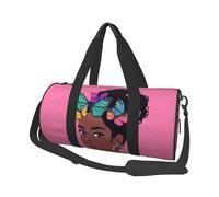 Mexpekil Black Woman with Butterflies Foldable Gym Bag Carry On Travel Duffle Bags Waterproof Woman Men Hand Luggage Bag Large Weekend Overnight Bags for Sports Dance with Removable Strap