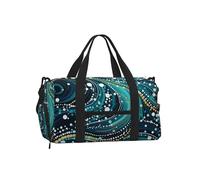 Mexpekil Blue Abstract Printing Gym Bag with Shoe Compartment Waterproof Duffel Bag Large Overnight Weekend Bags Travel Holdall for Women Men Teens