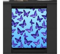 Mexpekil Blue Butterflies Dishwasher Magnet Cover 21x26Inch Decorative Dish Washer Sticker for Front Door Waterproof Kitchen Appliance Panel Magnetic Decal