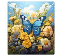 Mexpekil Blue Butterfly Yellow Flower Dishwasher Magnet Cover 21x26Inch Decorative Dish Washer Sticker for Front Door Waterproof Kitchen Appliance Panel Magnetic Decal