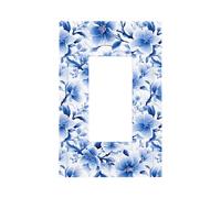 Mexpekil Blue Cherry Blossom Light Switch Cover 1 Gang Single Rocker Outlet Cover Decorative Wall Plate for Home Office