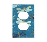 Mexpekil Blue Dragonflies Boho Light Switch Cover 1 Gang Single Duplex Outlet Cover Decorative Wall Plate for Home Office