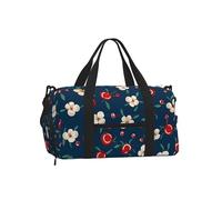 Mexpekil Blue Flower Cherry Gym Bag with Shoe Compartment Waterproof Duffel Bag Large Overnight Weekend Bags Travel Holdall for Women Men Teens