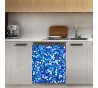Mexpekil Blue Glitter Circle Dishwasher Magnet Cover 21x26Inch Decorative Dish Washer Sticker for Front Door Waterproof Kitchen Appliance Panel Magnetic Decal