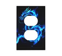 Mexpekil Blue Glowing Dragon Light Switch Cover 1 Gang Single Duplex Outlet Cover Decorative Wall Plate for Home Office