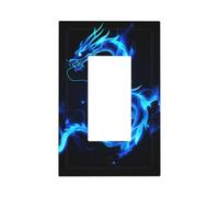 Mexpekil Blue Glowing Dragon Light Switch Cover 1 Gang Single Rocker Outlet Cover Decorative Wall Plate for Home Office