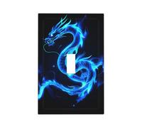 Mexpekil Blue Glowing Dragon Light Switch Cover 1 Gang Single Toggle Outlet Cover Decorative Wall Plate for Home Office