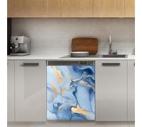 Mexpekil Blue Gold Marble Painting Dishwasher Magnet Cover 21x26Inch Decorative Dish Washer Sticker for Front Door Waterproof Kitchen Appliance Panel Magnetic Decal