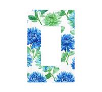 Mexpekil Blue Green Flowers Pattern Light Switch Cover 1 Gang Single Rocker Outlet Cover Decorative Wall Plate for Home Office