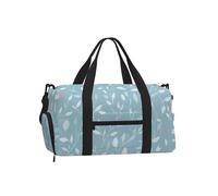 Mexpekil Blue Leaves Branch Gym Bag with Shoe Compartment Waterproof Duffel Bag Large Overnight Weekend Bags Travel Holdall for Women Men Teens
