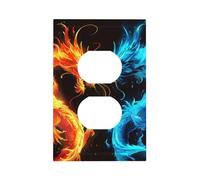 Mexpekil Blue Orange Dragon Light Switch Cover 1 Gang Single Duplex Outlet Cover Decorative Wall Plate for Home Office