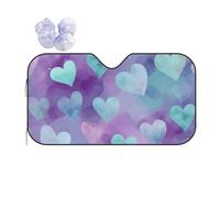 Mexpekil Blue Purple Hears Car Windscreen Sunshade 140x76cm Sun Visor for Cars Heat Protection Car Front Windshield Sunshade Foldable Sun Shield for Cars SUV Van Truck