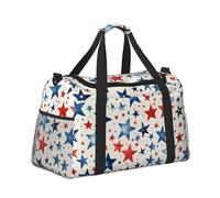 Mexpekil Blue Red Stars Flag Duffel Bag Large Carry On Hand Luggage Bags Waterproof Weekender Bags Foldable Tote Bag for Travel Sports Gym Dance