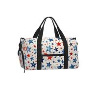 Mexpekil Blue Red Stars Flag Gym Bag with Shoe Compartment Waterproof Duffel Bag Large Overnight Weekend Bags Travel Holdall for Women Men Teens