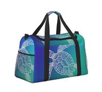 Mexpekil Blue Sea Turtle Duffel Bag Large Carry On Hand Luggage Bags Waterproof Weekender Bags Foldable Tote Bag for Travel Sports Gym Dance