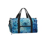 Mexpekil Blue Spider Web Gym Bag with Shoe Compartment Waterproof Duffel Bag Large Overnight Weekend Bags Travel Holdall for Women Men Teens