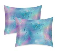 Mexpekil Blue Splash Marble Satin Pillowcase 2 Pack for Hair and Skin Envelope Closure Pillow Protectors Silky Soft Pillow Covers for Bed (51x66cm)