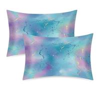 Mexpekil Blue Splash Marble Satin Pillowcase 2 Pack for Hair and Skin Envelope Closure Pillow Protectors Silky Soft Pillow Covers for Bed (51x76cm)
