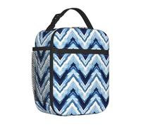 Mexpekil Blue Wave Insulated Lunch Bag for Women Men Thermal Lunch Box Portable Picnic Cooler Bag with Side Mesh Pocket Adults Lunchbox for Work