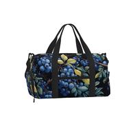 Mexpekil Blueberries Leaves Fruits Gym Bag with Shoe Compartment Waterproof Duffel Bag Large Overnight Weekend Bags Travel Holdall for Women Men Teens