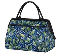 Mexpekil Blueberries Leaves Travel Duffel Bag Waterproof Gym Bag Carry On Weekend Overnight Bags Large Hand Luggage Tote Bags for Women Men Kids