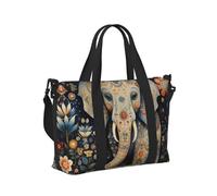 Mexpekil Bohemian Elephant Flowers Travel Duffel Bag Waterproof Sports Gym Bag Large Weekend Overnight Bags for Women Men Foldable Carry On Luggage Tote Bag for Flight