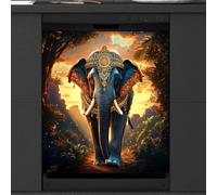 Mexpekil Bohemian Elephant Walking Dishwasher Magnet Cover 21x26Inch Decorative Dish Washer Sticker for Front Door Waterproof Kitchen Appliance Panel Magnetic Decal