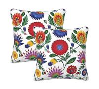 Mexpekil Boho Art Flowers Branch Cushion Covers 45cm X 45cm 2 Pack Invisible Zipper Square Pillow Cases Decorative Pillow Covers Protectors for Sofa Bed Home Decor