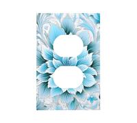 Mexpekil Boho Blue Floral Light Switch Cover 1 Gang Single Duplex Outlet Cover Decorative Wall Plate for Home Office