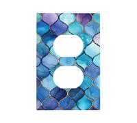 Mexpekil Boho Blue Pattern Light Switch Cover 1 Gang Single Duplex Outlet Cover Decorative Wall Plate for Home Office
