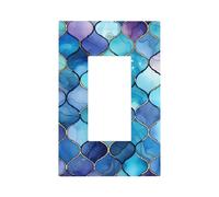 Mexpekil Boho Blue Pattern Light Switch Cover 1 Gang Single Rocker Outlet Cover Decorative Wall Plate for Home Office