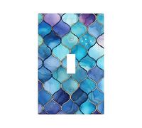 Mexpekil Boho Blue Pattern Light Switch Cover 1 Gang Single Toggle Outlet Cover Decorative Wall Plate for Home Office